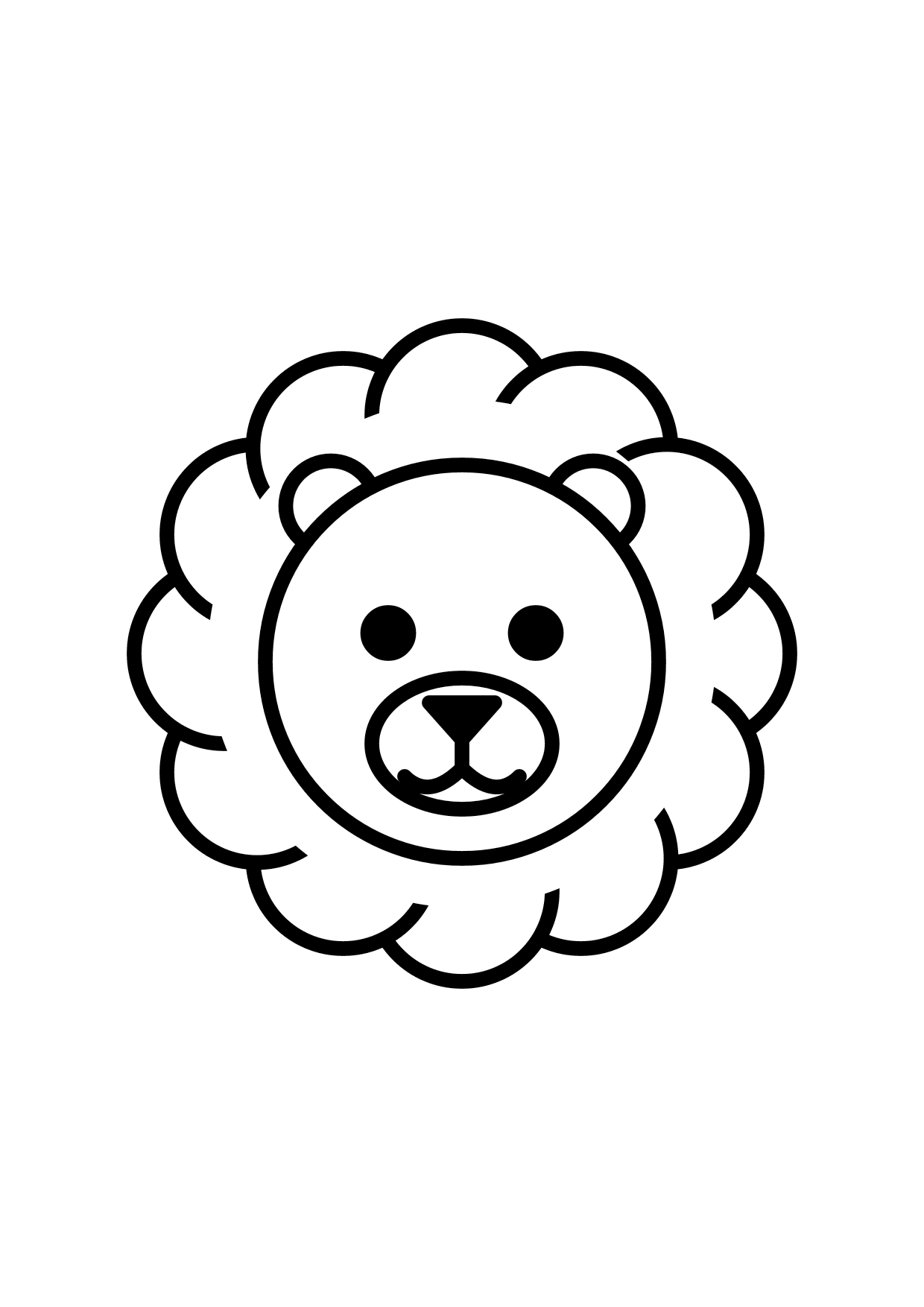 Happy Lion wild animal coloring page